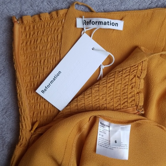 Reformation Jasper Dress in Sunflower Yellow - Picture 7 of 8